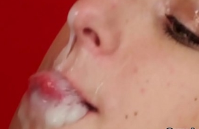 Frisky catholic gets cumshot on her face eating all be transferred to semen